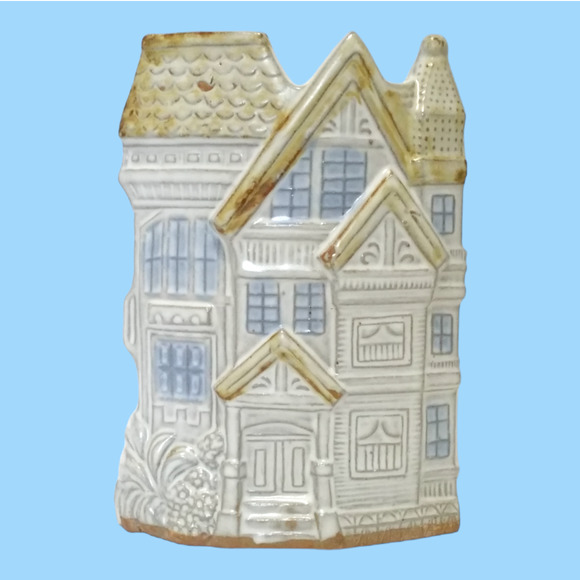 Vintage Victorian Row House Stoneware Vase, by Counterpoint San Francisco 70's - Picture 1 of 10